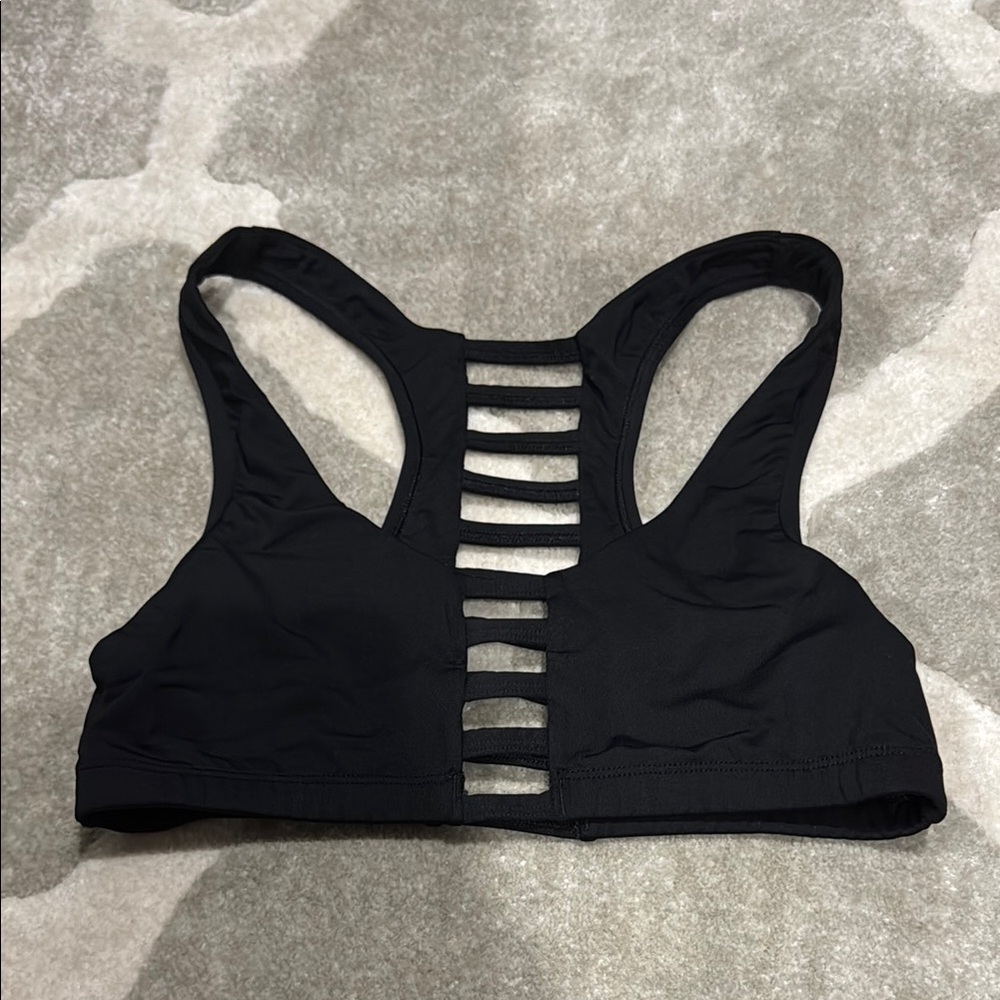 PINK Victoria's Secret Black Ladder-Back Sports Bra